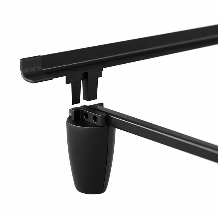 Close up of the tab lock system of the bed frame