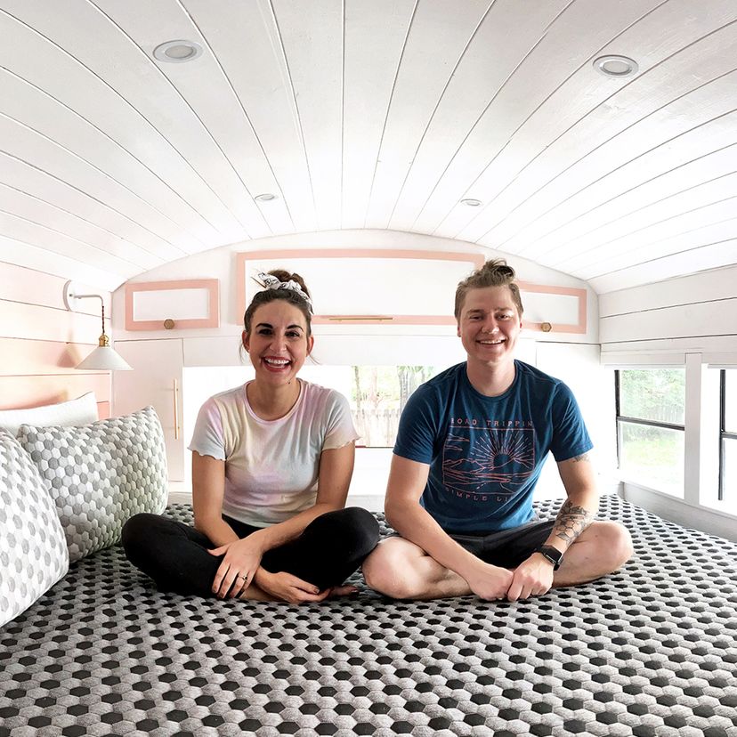 Couple sit on Memory Foam Mattress